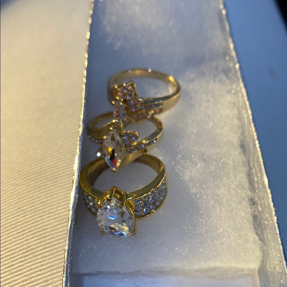 Jamie Kay Gold and Silver Crystal Ring Set